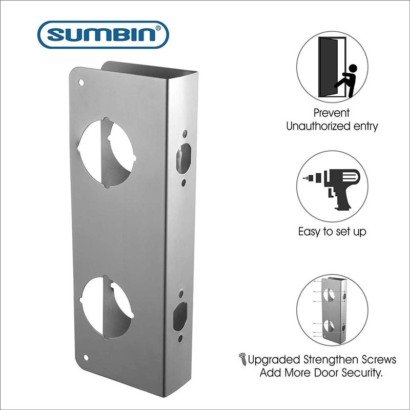 Sumbin Door Guard Reinforcer, Repair Doors, Add Extra Security to Your Home and Prevent Unauthorized Entry, 5-1/2 Door Hole, 2-3/8 with Stainless Sttel Color - Image 2